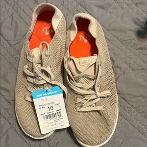 Reef Beige Knit Sneakers with Orange Interior